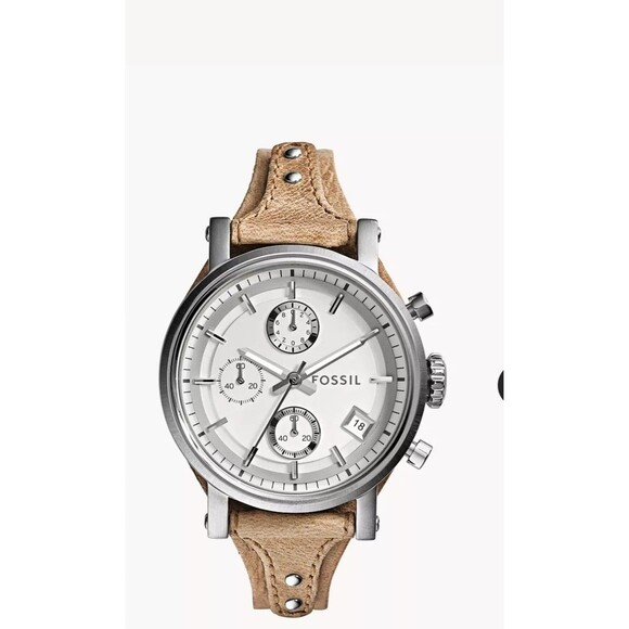 Fossil Original Boyfriend Chronograph Leather Watch Water Resistant NEED BATTERY - Picture 1 of 13